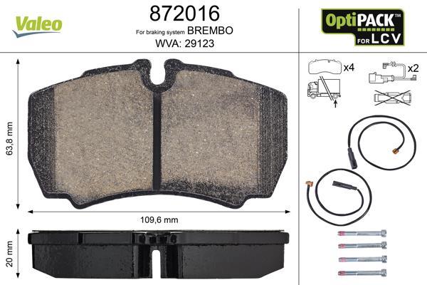 Jeu de 4 plaquettes de frein VALEO ref. 872016