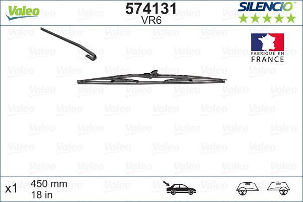 Balai d'essuie-glace (Essuie glace) VALEO VR6 - ref. 574131