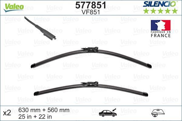 Balai d'essuie-glace (Essuie glace) VALEO VF851 - ref. 577851