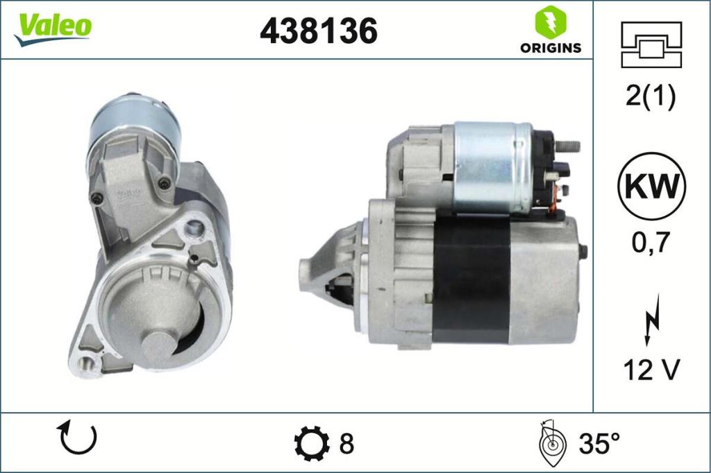 Démarreur VALEO ref. 438136