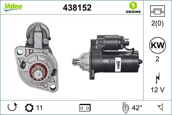 Motor de arranque (Arrancador) VALEO ref. 438152