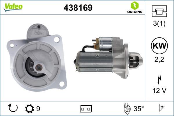 Motor de arranque (Arrancador) VALEO ref. 438169
