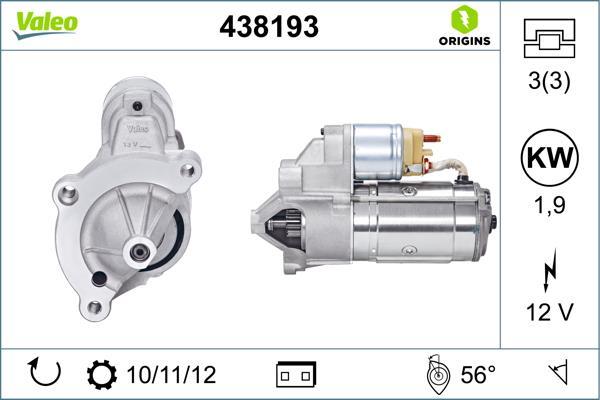 Démarreur VALEO ref. 438193