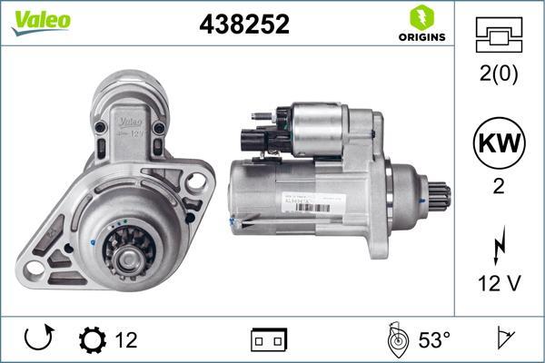 Motor de arranque (Arrancador) VALEO ref. 438252