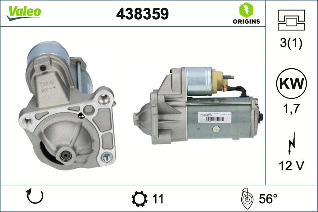 Motor de arranque (Arrancador) VALEO ref. 438359