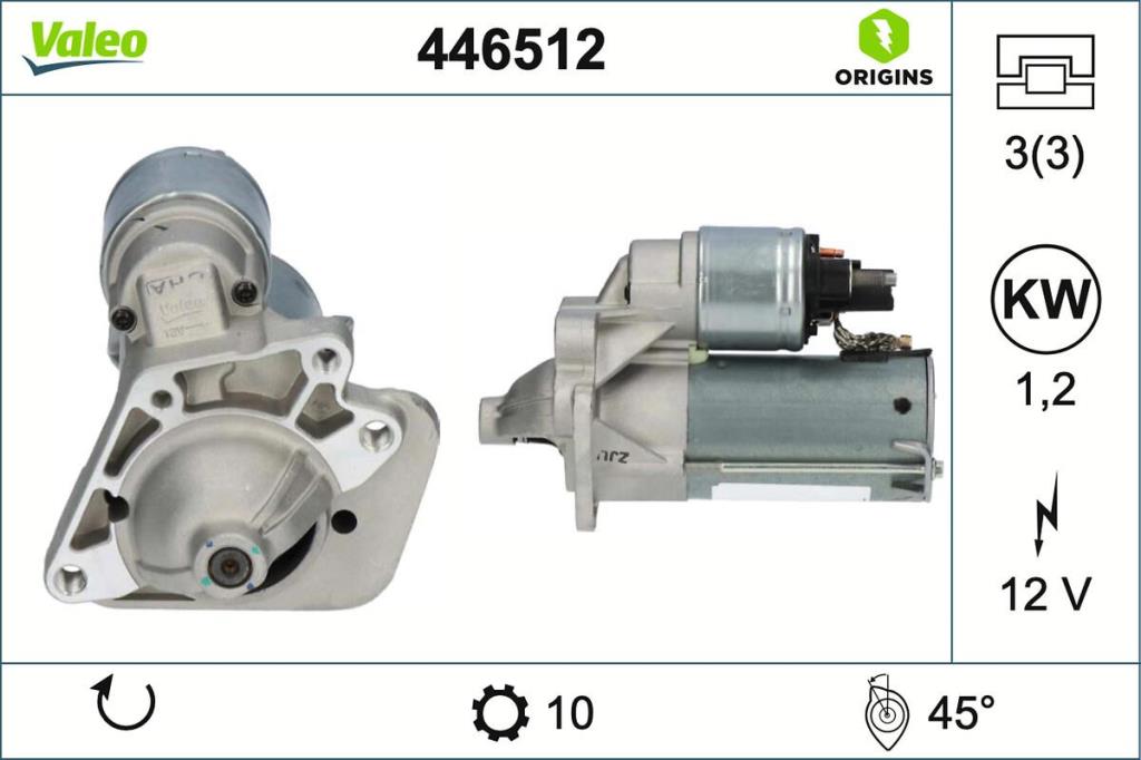 Motor de arranque (Arrancador) VALEO ref. 446512