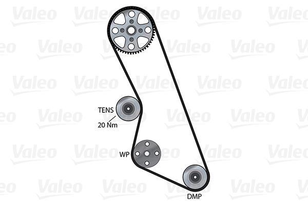 Pompe à eau + kit de courroie de distribution (Kit courroie de distribution) VALEO ref. 614676
