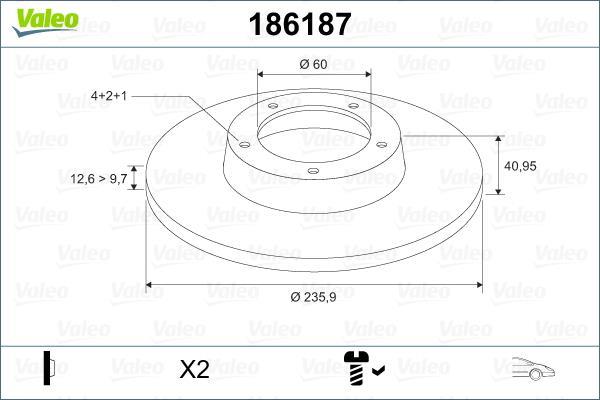 Disques de frein VALEO 186187