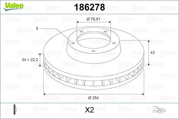 Disques de frein VALEO 186278