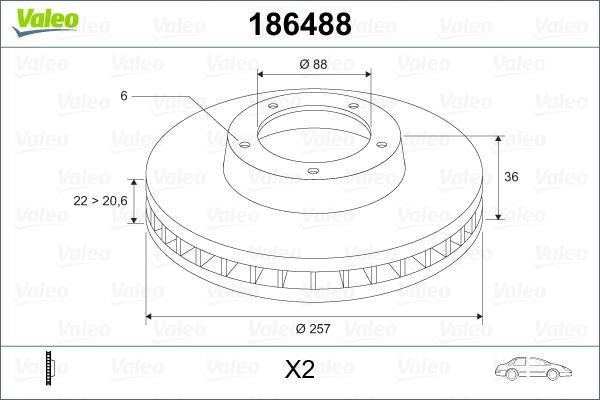 Disques de frein VALEO 186488