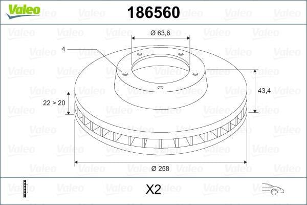 Disques de frein VALEO ref. 186560