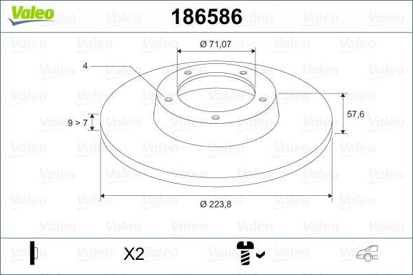 Disques de frein VALEO ref. 186586