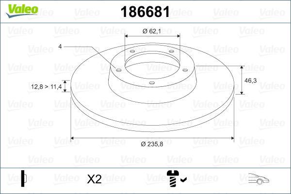 Disques de frein VALEO 186681