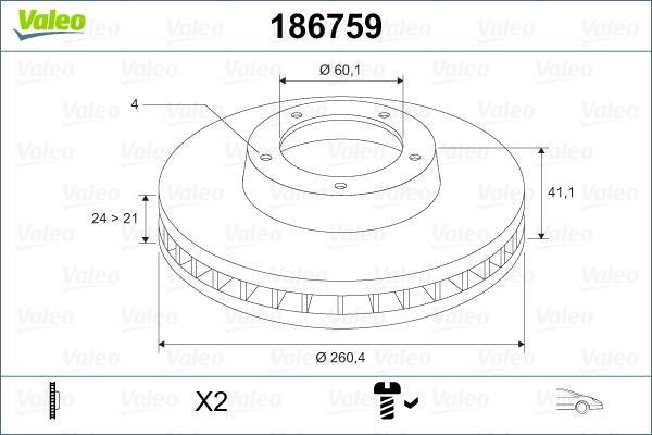 Discos de freno VALEO ref. 186759