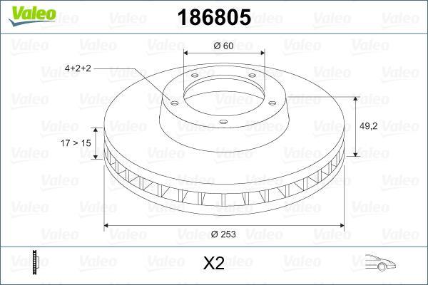 Discos de freno VALEO ref. 186805