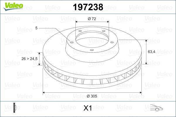 Disques de frein VALEO 197238
