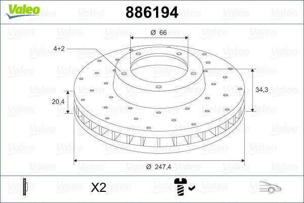 Disques de frein VALEO ref. 886194