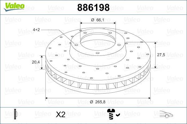 Disques de frein VALEO ref. 886198