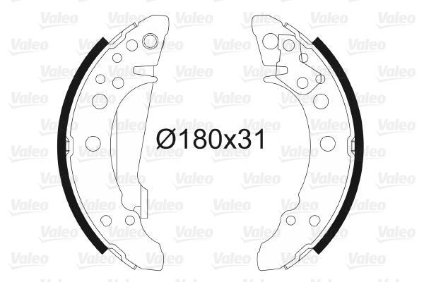 Jeu de 4 mâchoires de frein (Garniture de frein à tambour) VALEO ref. 562020