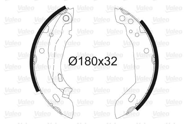 Jeu de 4 mâchoires de frein (Garniture de frein à tambour) VALEO 562037