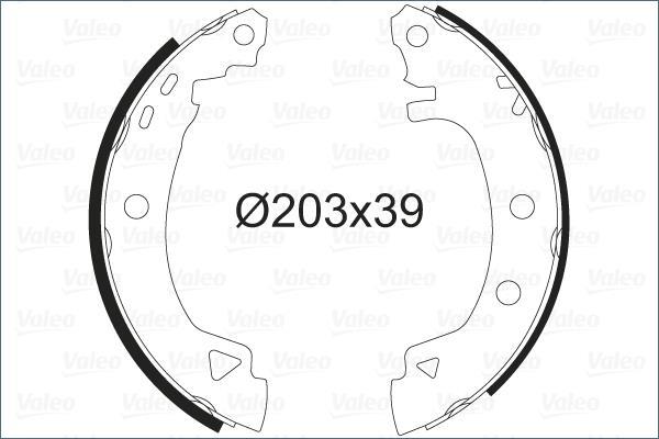 Jeu de 4 mâchoires de frein (Garniture de frein à tambour) VALEO ref. 562041