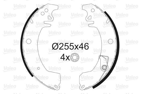 Jeu de 4 mâchoires de frein (Garniture de frein à tambour) VALEO 562045