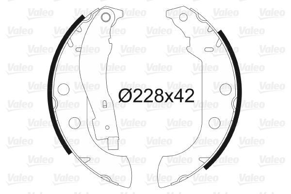 Jeu de 4 mâchoires de frein (Garniture de frein à tambour) VALEO 562059