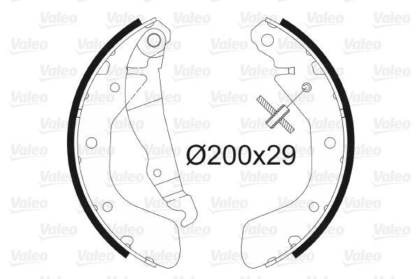 Jeu de 4 mâchoires de frein (Garniture de frein à tambour) VALEO 562077
