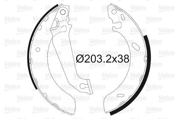 Jeu de 4 mâchoires de frein (Garniture de frein à tambour) VALEO 562086