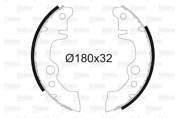 Jeu de 4 mâchoires de frein (Garniture de frein à tambour) VALEO 562101