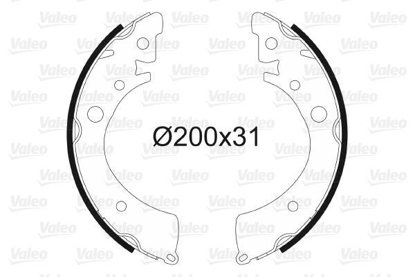 Jeu de 4 mâchoires de frein (Garniture de frein à tambour) VALEO 562543