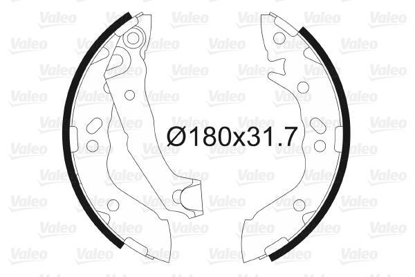 Jeu de 4 mâchoires de frein (Garniture de frein à tambour) VALEO 562996