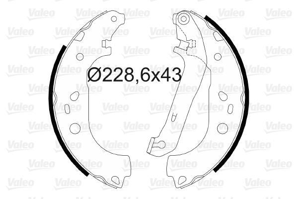 Jeu de 4 mâchoires de frein (Garniture de frein à tambour) VALEO 564068