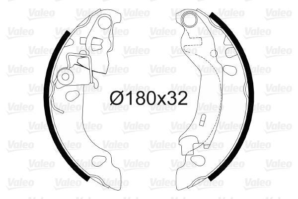 Jeu de 4 mâchoires de frein (Garniture de frein à tambour) VALEO 564081