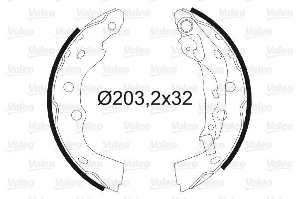 Jeu de 4 mâchoires de frein (Garniture de frein à tambour) VALEO 564106