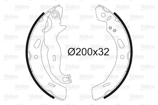 Jeu de 4 mâchoires de frein (Garniture de frein à tambour) VALEO 564139