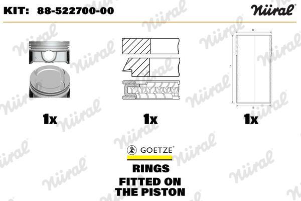 Kit de chemises de cylindre NURAL ref. 88-522700-00