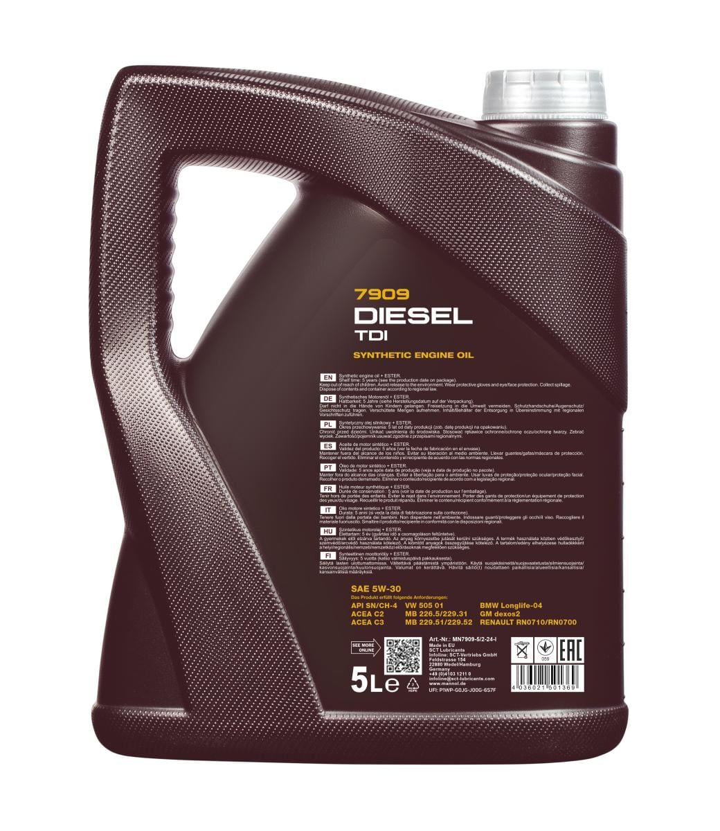 Huile moteur MANNOL Mannol Diesel TDI 5W-30 5L - ref. MN7909-5