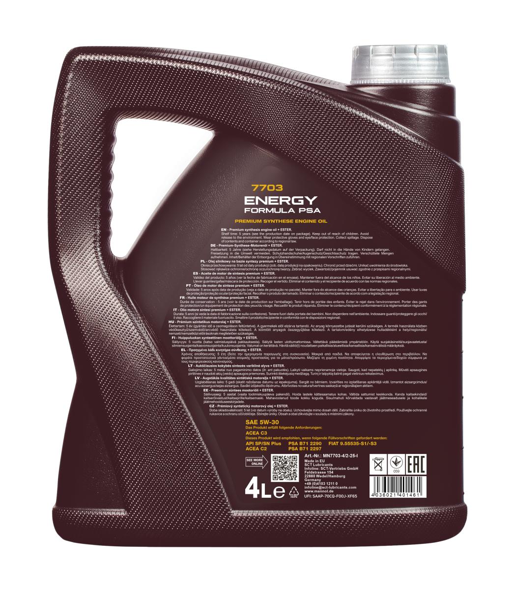 Huile moteur MANNOL Mannol 7703 Energy Formula PSA 5W-30 4L - ref. MN7703-4