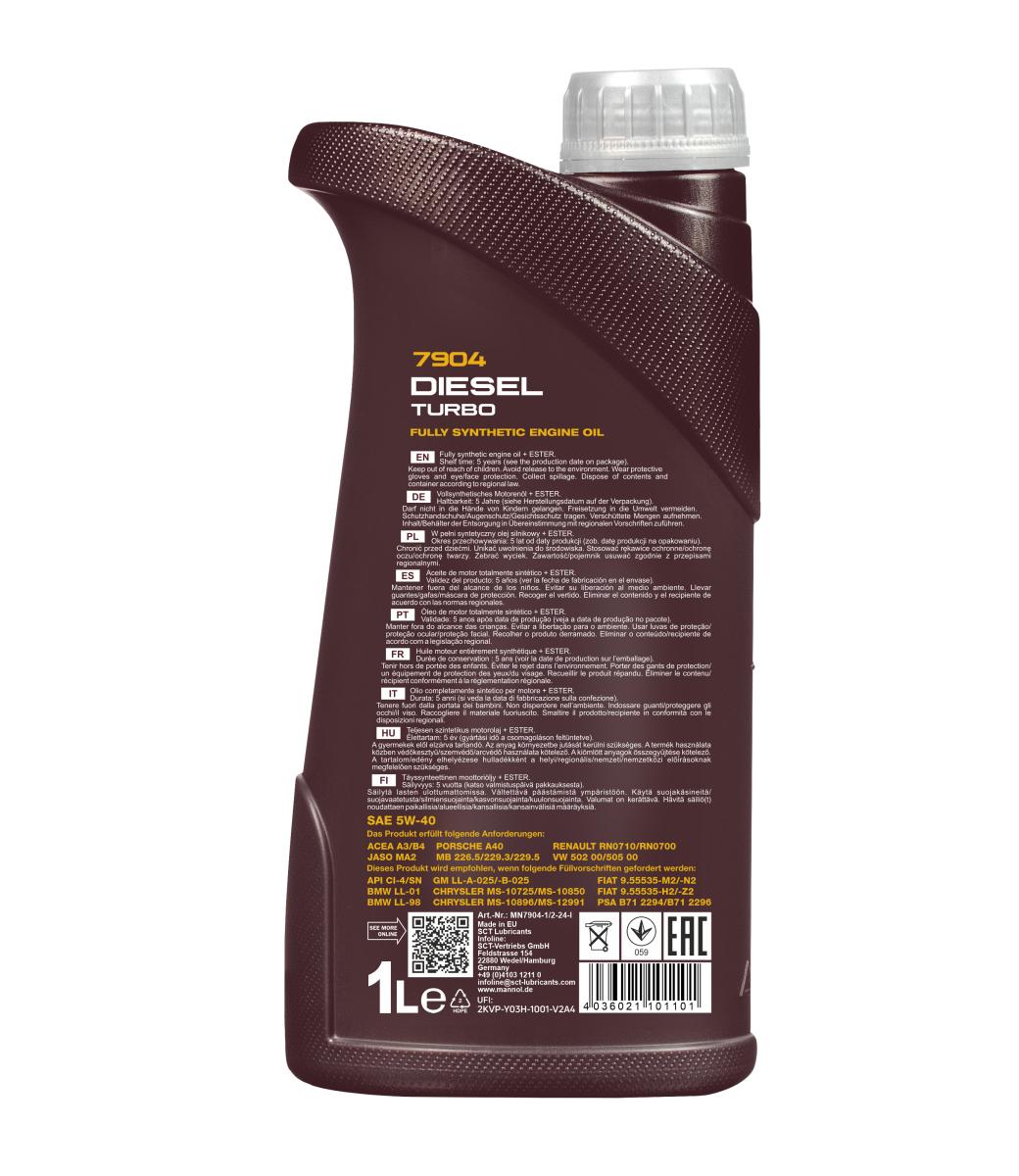 Huile moteur MANNOL Mannol Diesel Turbo 5W-40 1L - ref. MN7904-1