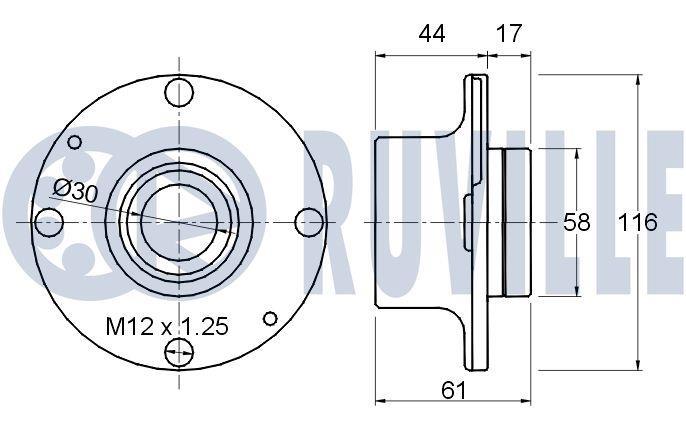 Roulement de roue RUVILLE ref. 220277