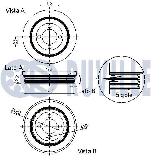 Poulie damper (Poulie de vilebrequin) RUVILLE ref. 520055