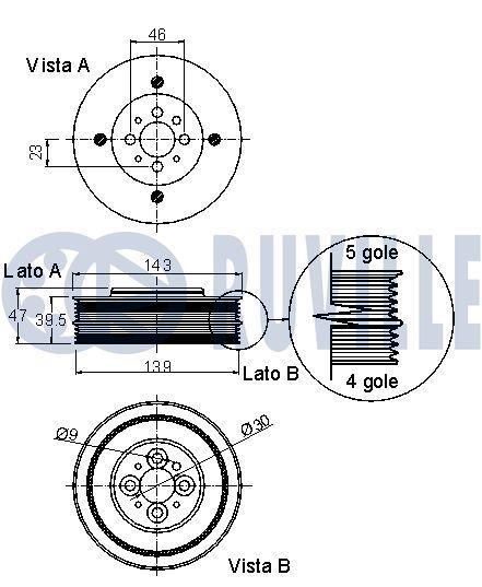 Poulie damper (Poulie de vilebrequin) RUVILLE ref. 520070