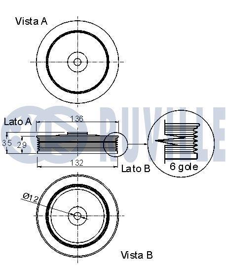 Poulie damper (Poulie de vilebrequin) RUVILLE ref. 520075