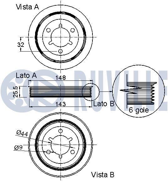 Poulie damper (Poulie de vilebrequin) RUVILLE ref. 520120