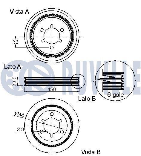 Poulie damper (Poulie de vilebrequin) RUVILLE ref. 520129