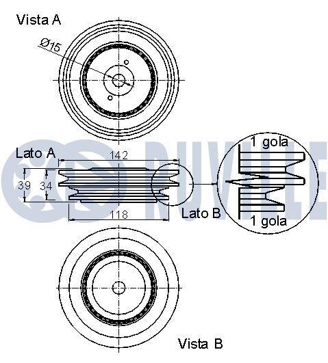 Poulie damper (Poulie de vilebrequin) RUVILLE ref. 520140