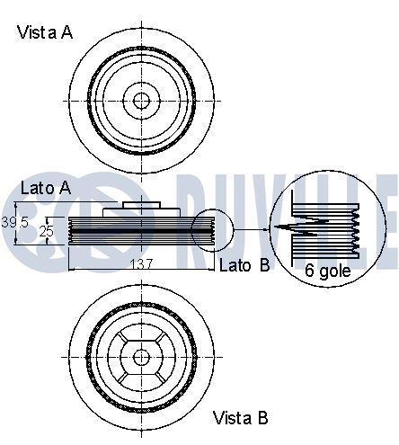 Poulie damper (Poulie de vilebrequin) RUVILLE ref. 520156