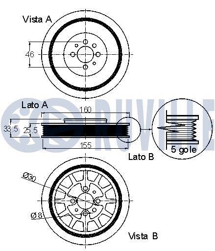 Poulie damper (Poulie de vilebrequin) RUVILLE ref. 520157