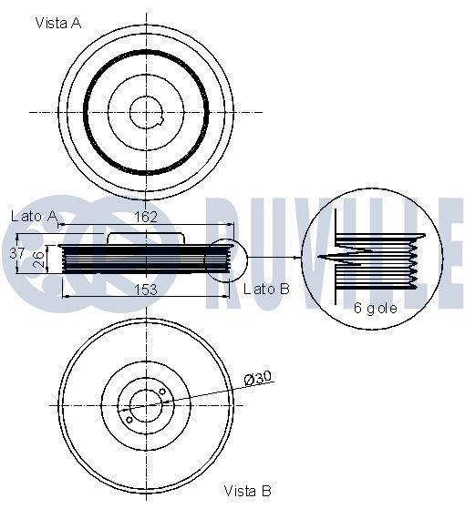Poulie damper (Poulie de vilebrequin) RUVILLE ref. 520222